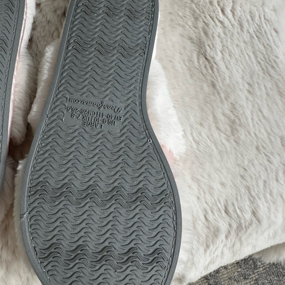 White Furry Slippers with Pink Bows - Picture 2 of 2